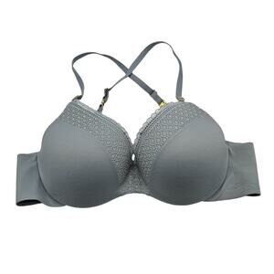 Incredible by Victorias Secret Sz 32B Lined Perfect Coverage Bra Cross Back Blue